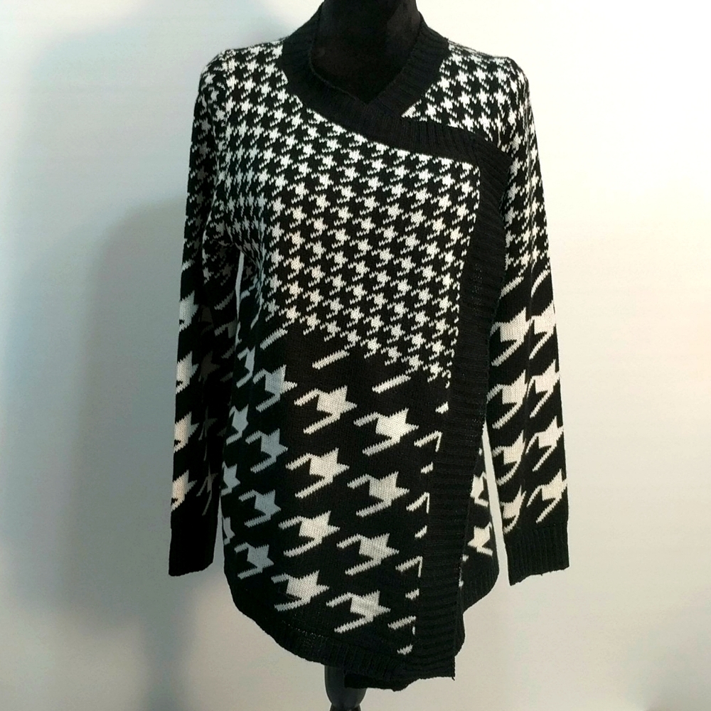 Houndstooth Black n White Open Cardigan M/L